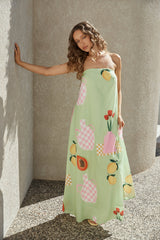 Patio Dining Strapless Maxi Dress Green