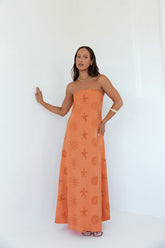 Heart To Heart Strapless Maxi Dress Orange