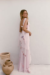 Shining Blooms Sequin Maxi Dress Pink