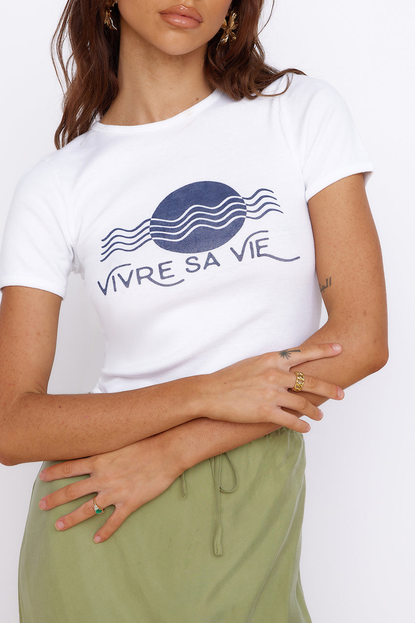 ROLLA'S Vivre Sa Vie Baby Rib Tee White