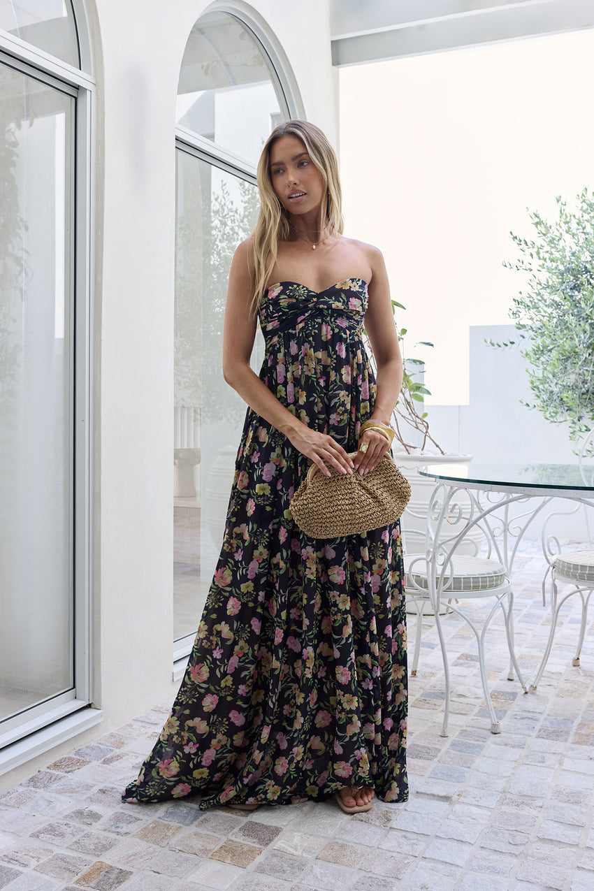 Twirl With Me Strapless Maxi Dress Black
