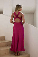 Island Reverie Satin Maxi Dress Magenta