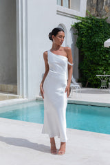Angelica Satin Maxi Dress White
