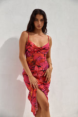 RUNAWAY THE LABEL Bad Romance Sheer Maxi Dress Pink Floral