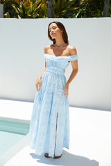 Lemon Blossom Maxi Dress Blue