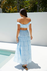 Lemon Blossom Maxi Dress Blue
