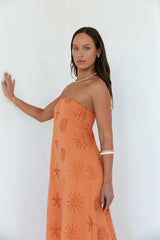 Heart To Heart Strapless Maxi Dress Orange