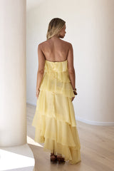 Drop Of Sun Strapless Maxi Dress Yellow