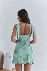 Spinning Skies Mesh Mini Dress Sage