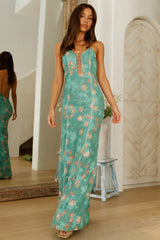 Green Oasis Halter Maxi Dress Green