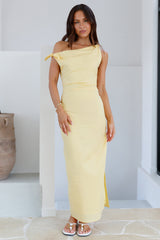 Arctic Allure Linen Maxi Dress Lemon