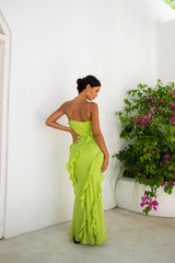 Romantic Flare Maxi Dress Green
