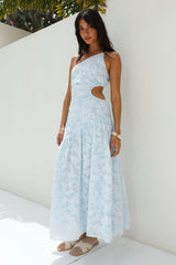 Fully Focused One Shoulder Maxi Dress Blue