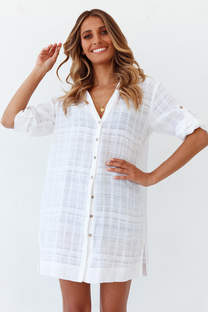 All I Am Is You Shirt Dress White